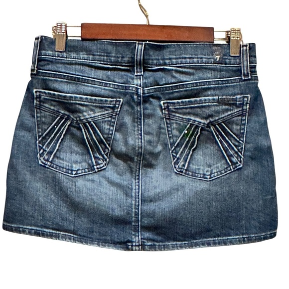 7 For All Mankind Denim Mini Skirt Stretch Sparkle Pockets Women’s Size 27 - Picture 3 of 11